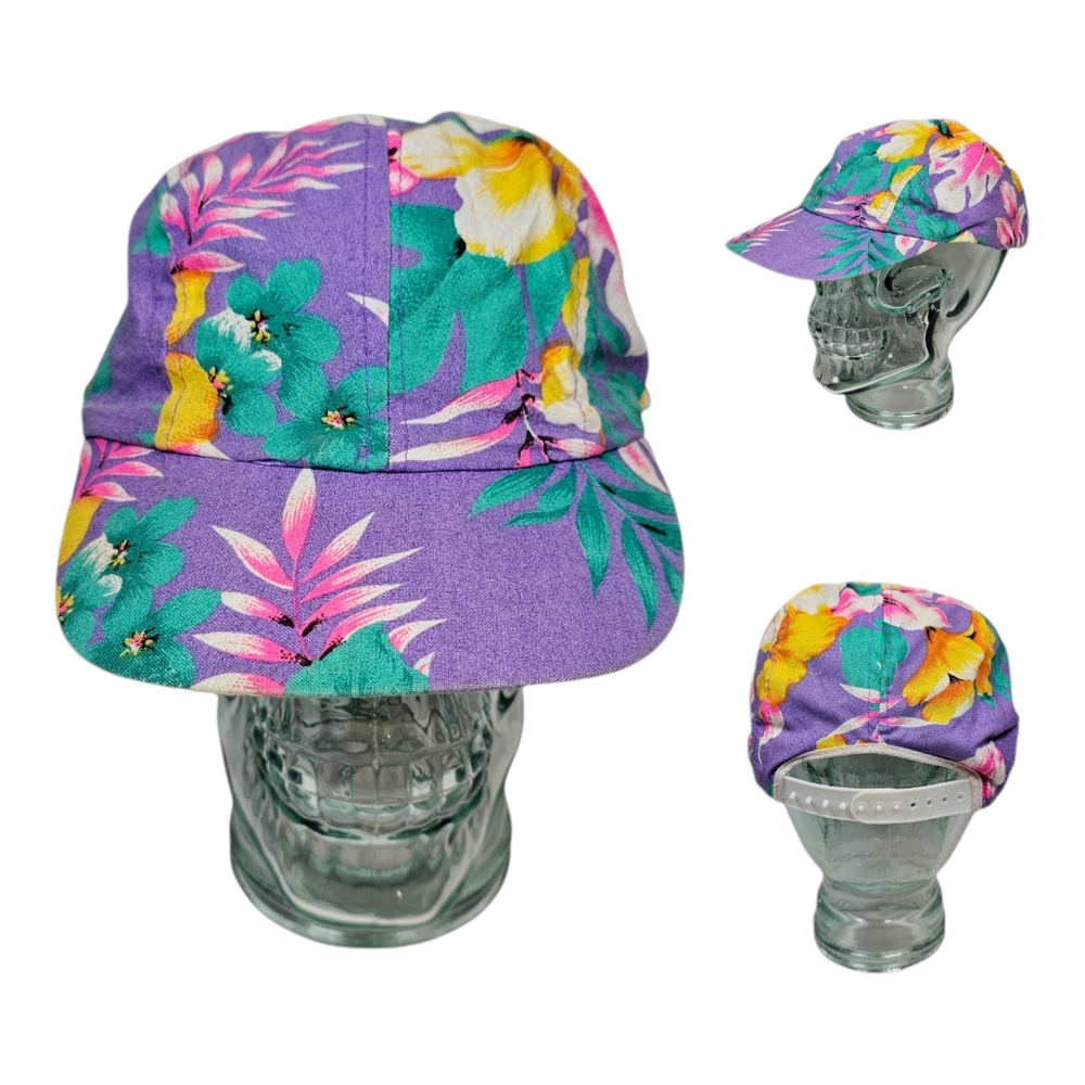 Vintage Wendy's 5 Panel Floral Styled All Over Print Snapback Hat Adjustable Cap